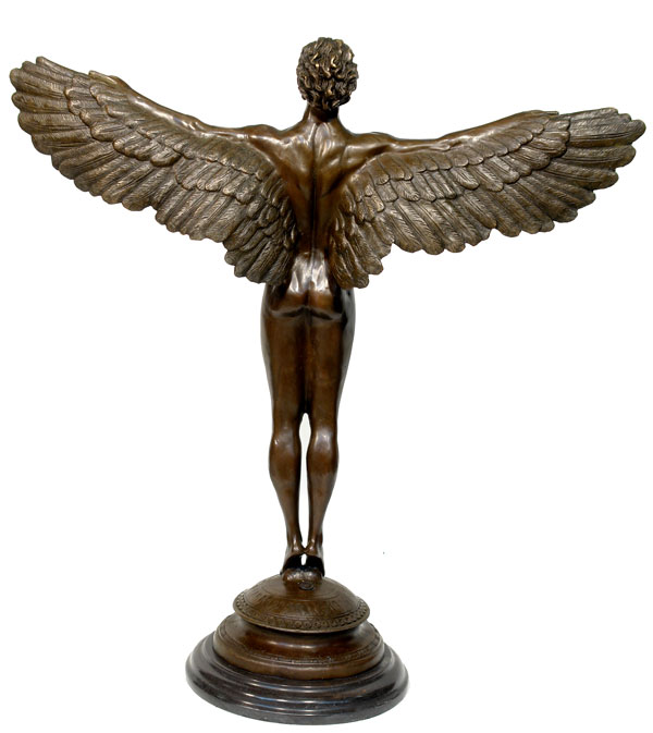 STATUE EN BRONZE ICARE MYTHOLOGIE GRECQUE ANGE AILE SCULPTURE STATUETTE