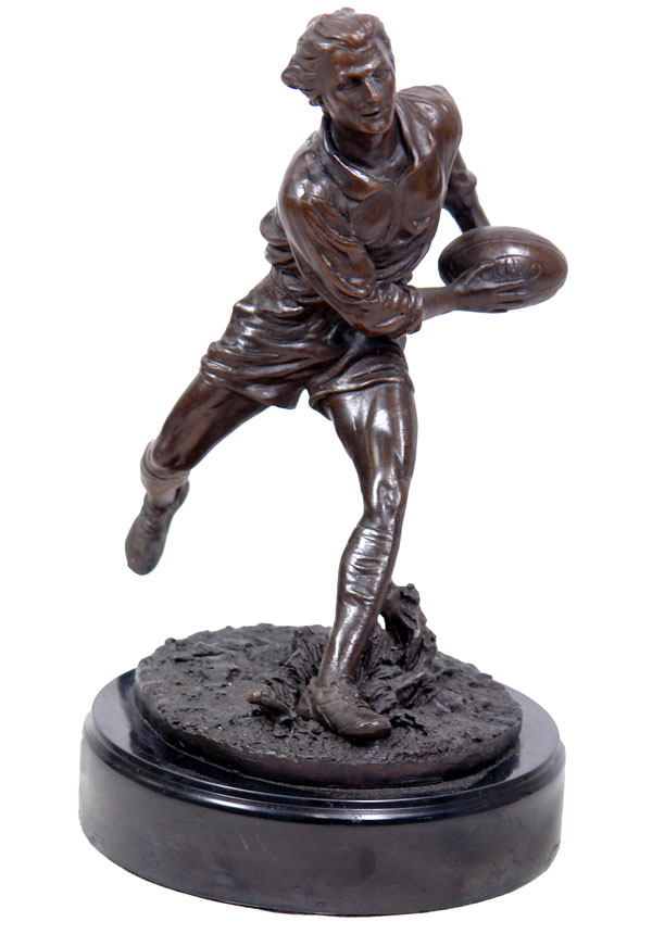 HANDMADE BRONZE STATUE OF RUGBY PLAYER SPORT TROPHY SCULPTURE SCULPTING