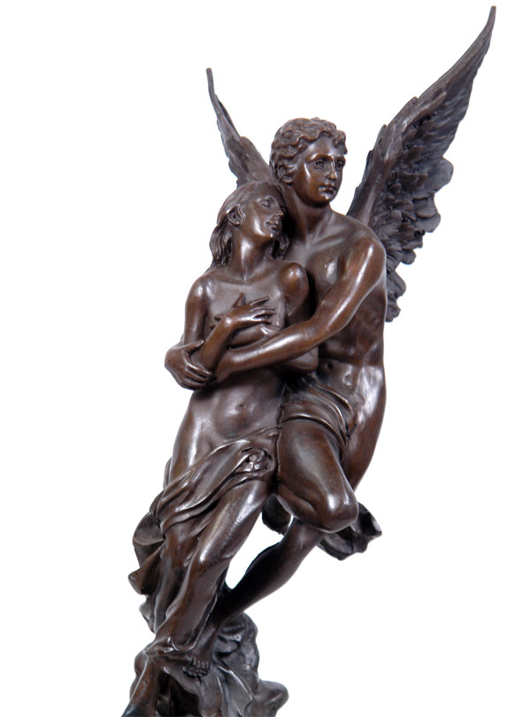 STATUE EN BRONZE CUPIDON PSYCHE EROS SCULPTURE MYTHOLOGIE GRECQUE